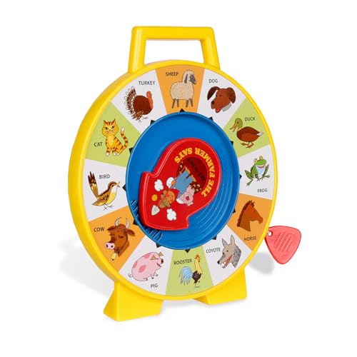 Basic Fun Fisher Price Classics See 'n Say Farmer Says Toy | Educational Talking Animal Wheel with Sounds | Retro Preschool Toy for Toddlers 18 months +