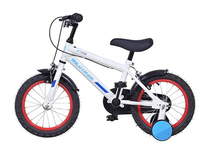 Wildtrak - 14 Inch Bike for Children 3-5 Years Old with Training Wheels - White and Blue