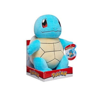 12-inch Squirtle plush toy from Pokémon, featuring soft fabric and detailed stitching, perfect for collectors and fans.