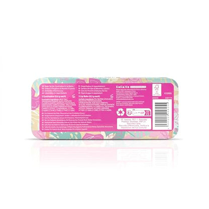 Barbie Make-Up Collection keepsake tin with colorful children's makeup for girls, featuring Barbie branding and playful design.