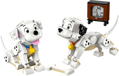 LEGO ǀ Disney Lucky & Penny 101 Dalmatians Puppies Toy - Play & Display Animal Figures with Movable Heads, Legs & Tails - incl. a Bone and TV - Gift for 6+ Year Old Girls 43271
