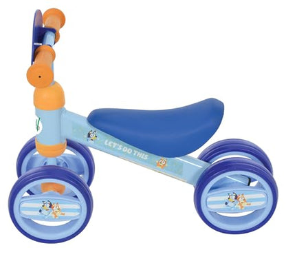 Bluey Officially Licenced Ride On Toy for Ages 1+ | Boys or Girls Kids Childrens Deluxe Bobble Toddler Push Scooter | Foot to Floor Baby Bike | Blue