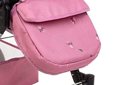 Roma Darcie Twin Dolls Pram in Pink with Adjustable Handle,Dolls Pushchair, Lightweight Dolls Double Buggy, Twin Pram for 3-16 Years, Fits 18 Inch Dolls, Ideal For Christmas, Birthdays and Reborns