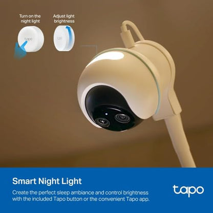 Tapo C840 2K 4MP dual-lens baby monitor with HD night vision, AI detection, and indoor security camera for home safety.