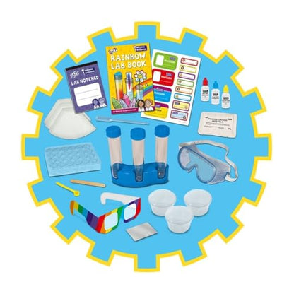 Galt Rainbow Lab science kit for kids with colorful crystals, featuring 12 experiments, STEM toys, and educational activities for children.
