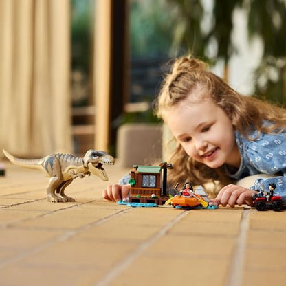 LEGO Jurassic World T. rex River Escape - Interactive Dinosaur Toy - incl. a Dino Figure, Boat Toy, ATV & 2 Minifigures - Gift for 5+ Year Old Boys & Girls - 76975