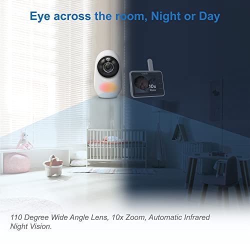 VTech RM2751 2.8-inch Wi-Fi HD baby monitor with remote access, showing the monitor screen displaying a sleeping baby.