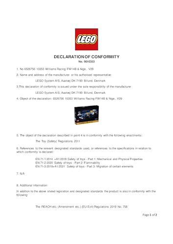 LEGO Icons Williams Racing FW14B F1 car model set with Nigel Mansell minifigure and trophy on a display stand.