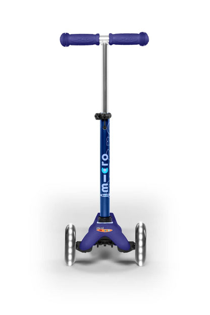 Micro Scooters | Mini Micro Deluxe LED Children's Scooter | Extra Grippy Deck | Weather Tested Stem | Remove & Fold Handlebar | Light Up Wheels | 2-5yrs | Boys & Girls | Blue