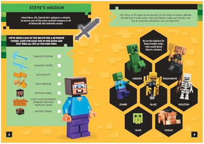 LEGO® Minecraft®: Steve’s Netherite Adventure Search & Find Sticker Activity (with Steve minifigure and sword) (LEGO® Search and Find)