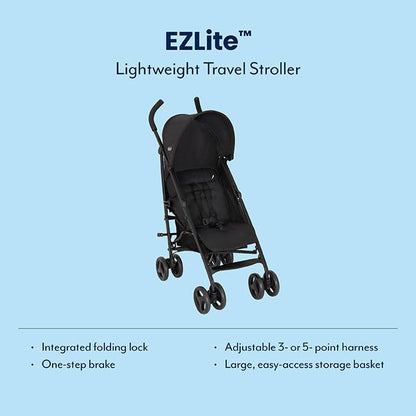 Graco EZLite, ultimate easy-to-use lightweight stroller at only 6.6kg for on-the-go families. Suitable from birth to approx. 3 years (15kg), Midnight fashion, Black