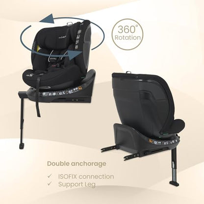 Enfasafe Maxima i-Size 360 Spin ISOFIX Car Seat, ECE R129, Extended Rearward Facing from Birth to Approx. 4 Years (40-105cm), Forward Facing from 15 Months to Approx. 12 Years (76-150cm)