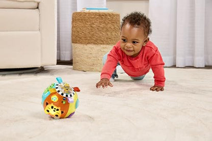 VTech Baby Animal Discoveries Ball, Interactive Baby Toy with Lights, Shapes, Fun Sound Effects, Different Textures for Sensory Play, Gift for Ages 3, 6, 9, 12 Months +, English Version