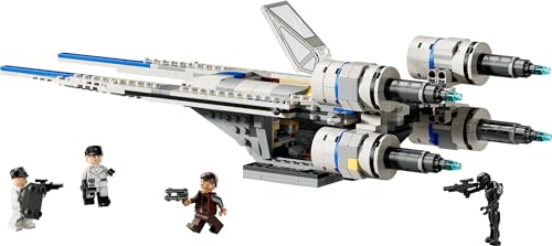 LEGO Star Wars 75399 Rebel U-Wing Starfighter with swing-wing feature and three minifigures, including Cassian Andor.