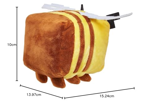 Mattel Minecraft Basic Plush Character Soft Dolls, Video Game-Inspired Collectible Toy Gifts for Kids & Fans Ages 3 Years Old & Up, HBN41, Black, 8" Bee