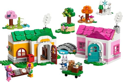 LEGO Animal Crossing Creative Houses set featuring 2 house models and minifigures Stitches, Fuchsia, and Fang.