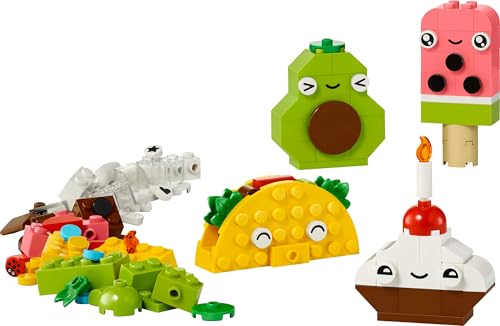 LEGO Classic Creative Food Friends playset with assorted bricks to build a cupcake, ice cream, avocado, and taco.