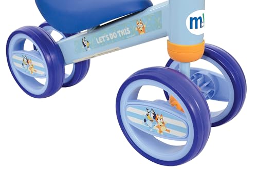 Bluey Officially Licenced Ride On Toy for Ages 1+ | Boys or Girls Kids Childrens Deluxe Bobble Toddler Push Scooter | Foot to Floor Baby Bike | Blue