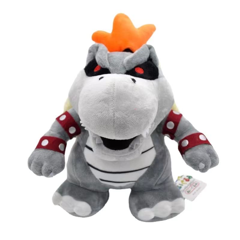 Grey Koopa plush toy from MASINIES, a soft stuffed animal standing dragon plush doll measuring 25cm.