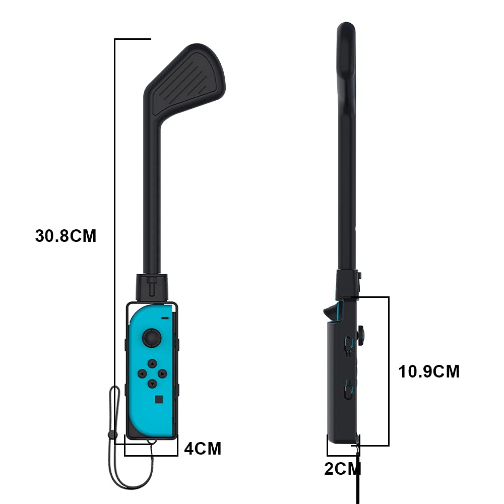 Golf Club for Mario Golf: Super Rush - Nintendo Switch Joy-con Accessories,Mini Golf Clubs Hand Grip Accessories with Wrist Strap for Joy Cons - 2 Pack (Black)