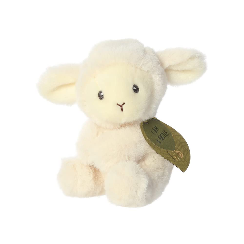 Aurora, 23367, ebba Baby Eco Laurin Lamb Rattle, 6In, Recycled Soft Toy, White