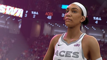 Cover art for NBA 2K25 PS5 Standard Edition video game by 2K, featuring basketball players on the game case.