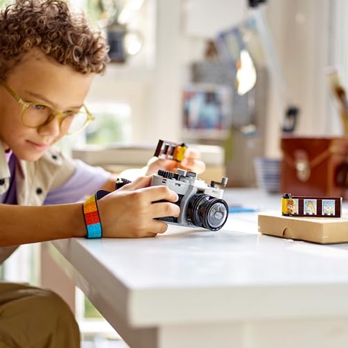 LEGO Creator 3in1 Retro Camera toy, showcasing the camera, video camera, and TV set for creative play and decoration.