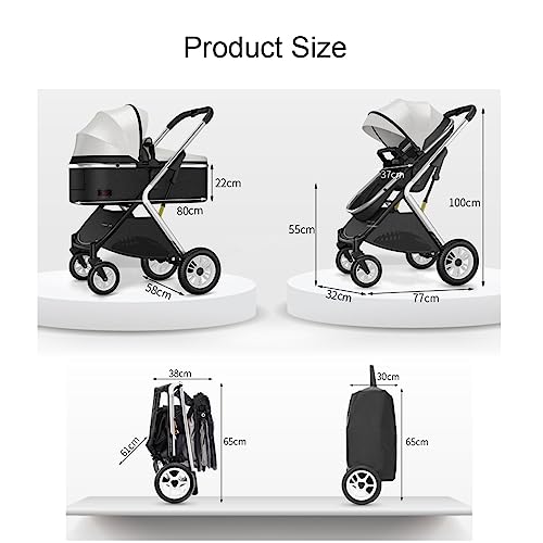 YCKEGEW Double Seat Twin Baby Stroller Luxury Carriage Tandem Pram Side By Side,Detachable Pushchair From Birth to 15 Kg,Infant Twins Stroller Can Sit Lie (Color : Gray)