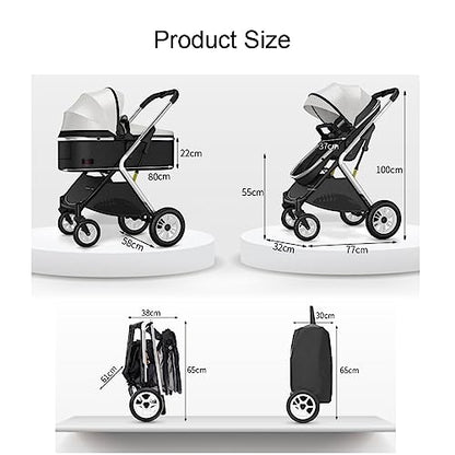 YCKEGEW Double Seat Twin Baby Stroller Luxury Carriage Tandem Pram Side By Side,Detachable Pushchair From Birth to 15 Kg,Infant Twins Stroller Can Sit Lie (Color : Gray)