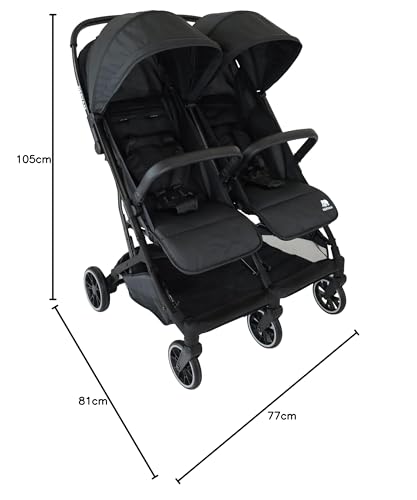 Deryan Rolo X2 pushchair in black, 2-in-1 pram and buggy for babies to 4 years, compact, foldable, max load 44 kg.