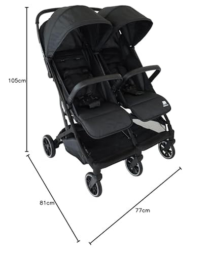Deryan Rolo X2 pushchair in black, 2-in-1 pram and buggy for babies to 4 years, compact, foldable, max load 44 kg.