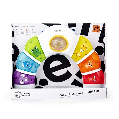 Baby Einstein Glow & Discover Light Bar musical activity station with colorful lights and buttons for sensory play for babies 3 months+