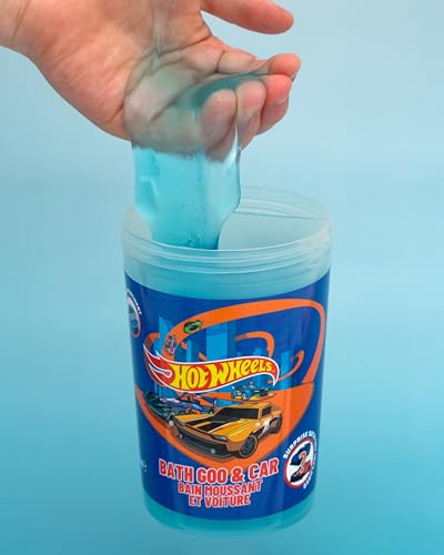 Hot Wheels children's bath goo with toy car, 200ml bubble bath slime in colorful packaging for fun bath time.