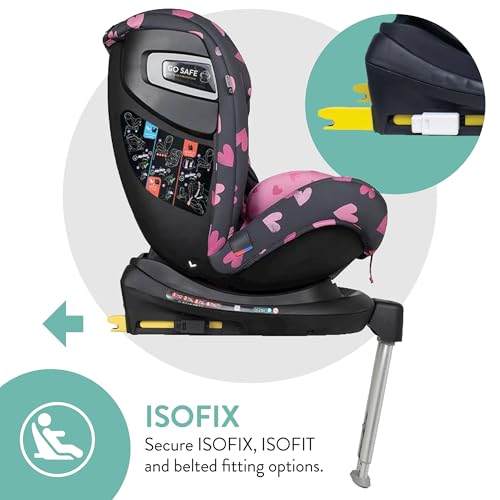 Cosatto All in All Rotate 360° Swivel Spin Car Seat - Group 0+123, 0-36 kg, 0-12years, ISOFIX, ERF, Anti-Escape (Charcoal Lighthearted)