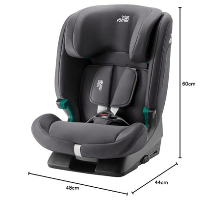 Britax Römer EVOLVAFIX car seat in midnight grey with ISOFIX for children 76 to 150 cm, suitable from 15 months to 12 years