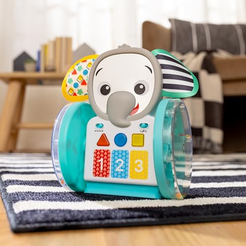 Baby Einstein Chase & Tap Earl crawling baby toy with mirror and music for ages 6 months and up, featuring colorful design and interactive elements.