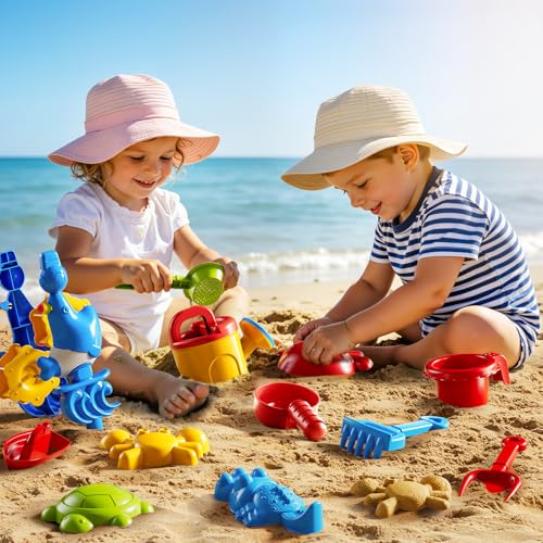 DULONIME 3-Tier Sand and Water Table Toys for Kids Aged 3 4 5 6 7 8, Water Waterfall Sensory Play Table with Beach Toys Accessories, Outdoor Activity Playset for Toddlers 2-4 3-5 4-6, Birthday Gifts