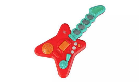 Baby guitar toy by Chad Valley, featuring colorful plastic body and strings, designed for young children to play and learn music.
