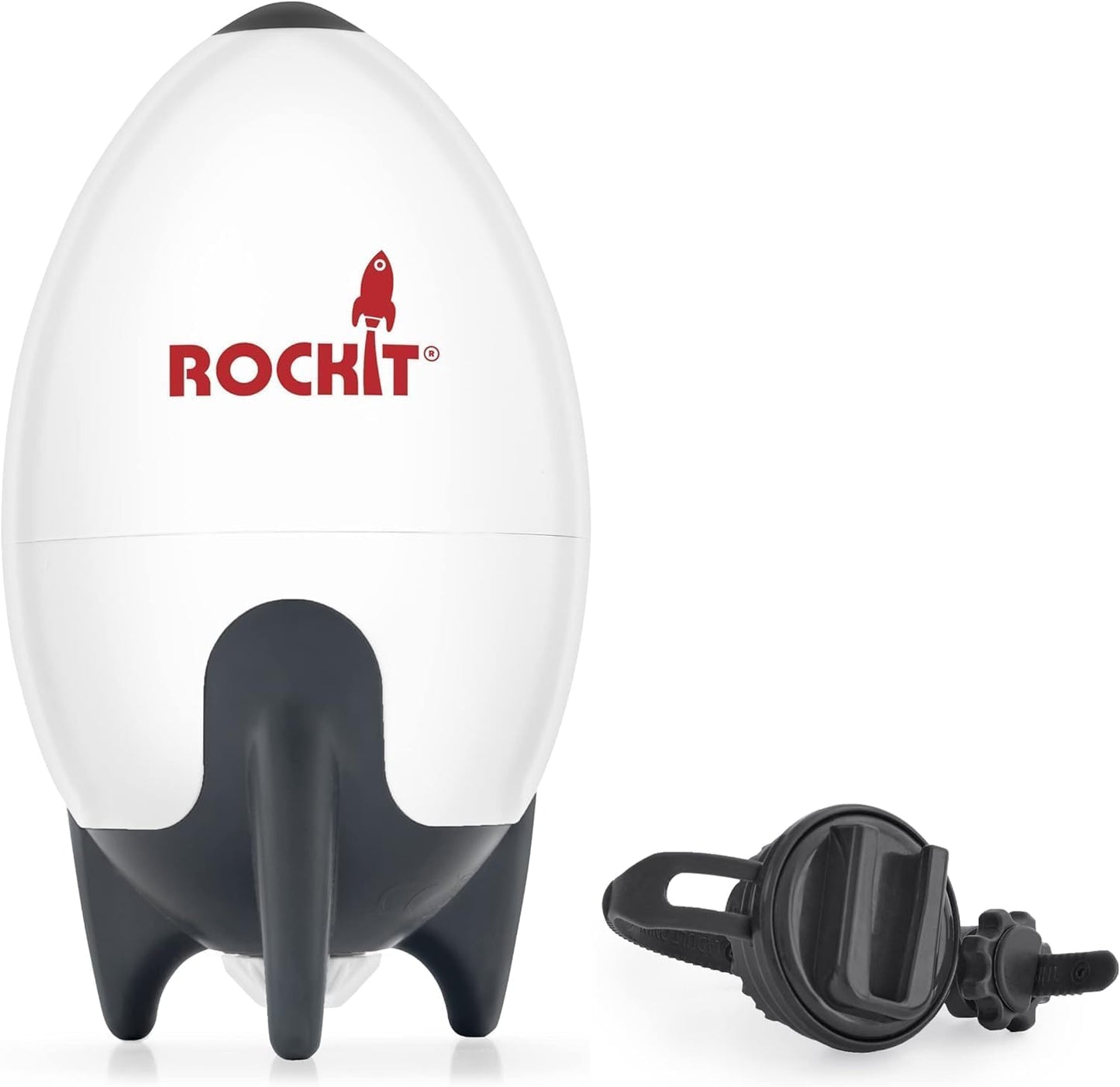 ROCKIT Rocker rechargeable baby sleep aid attached to stroller, adjustable speed, 60-minute timer, universal fit, for pram or buggy.