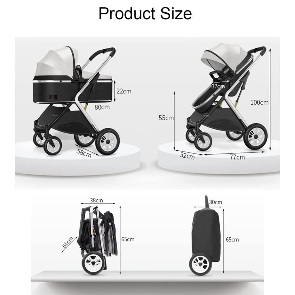 Double Infant Stroller,Twin Baby Pram Stroller,Toddler Stroller for Twins Side by Side,Foldable Double Seat Tandem Stroller High Landscape Foldable Pushchair(Color:Gold)
