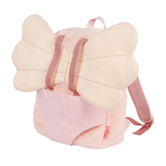 Pink Our Generation 18-inch doll carrier backpack with adjustable straps and interior storage pockets for kids.
