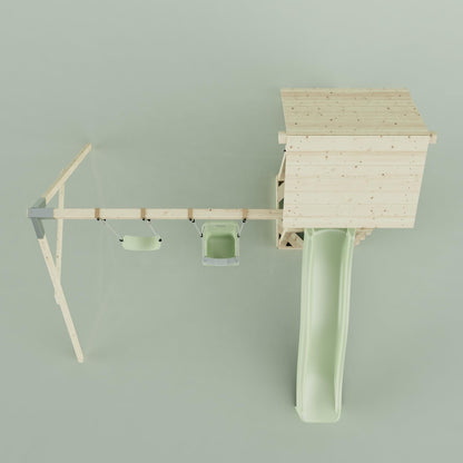 PolarPlay Tower Kids Wooden Climbing Frame - Swing Olavo Sage