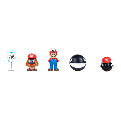 Super Mario Nintendo Odyssey action figures in a multi-pack, poseable 2.5-inch collectible toys for kids and collectors.