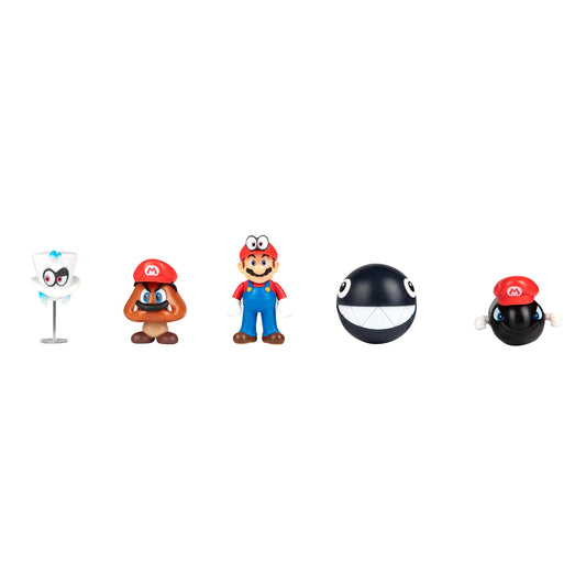 Super Mario Nintendo Odyssey action figures in a multi-pack, poseable 2.5-inch collectible toys for kids and collectors.