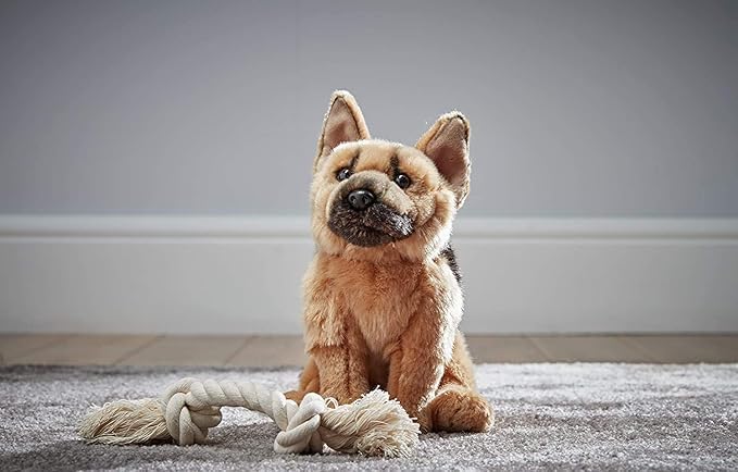 Living Nature German Shepherd Soft Toy | Fluffy Dog Animal | Soft Toy Gift for Kids | 21 cm