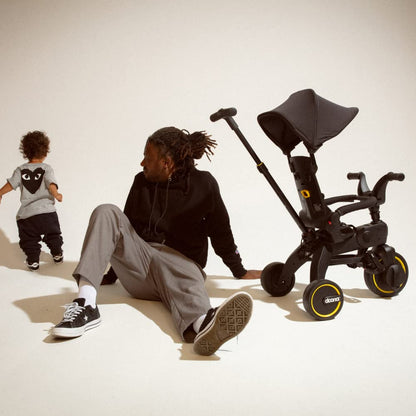 DOONA Liki Baby Trike S5 - Midnight Premium Limited Foldable Toddler Tricycle with parent handle for ages 10 Months to 3 Years