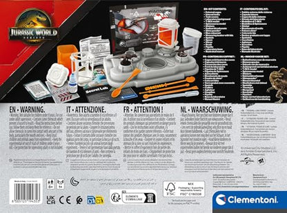 Clementoni Jurassic World Secret Lab – Glow-in-the-Dark Dinosaur Science and Experiment Kit for Kids 7+