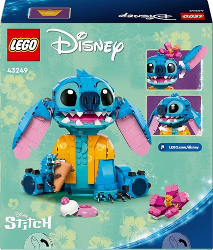 LEGO Disney Stitch toy figure holding an ice-cream cone and flower, perfect for Lilo & Stitch fans aged 9 and up.