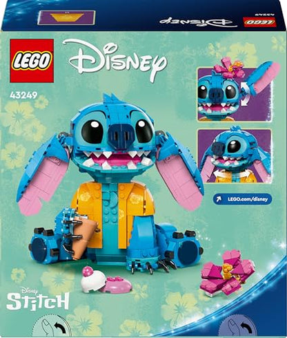 LEGO Disney Stitch toy figure holding an ice-cream cone and flower, perfect for Lilo & Stitch fans aged 9 and up.