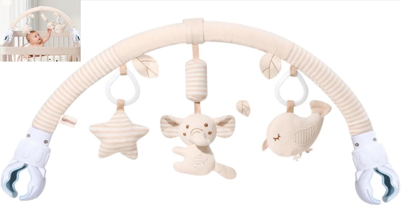 blloocod elephant baby stroller arch toy clip with colorful hanging toys for crib, car seat, or bouncer entertainment